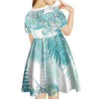 Aotearoa Maori Koru Curves Kid Short Sleeve Dress Mossy Paua Shell