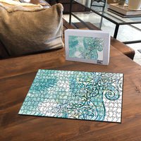 Aotearoa Maori Koru Curves Puzzle Mossy Paua Shell