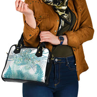 Aotearoa Maori Koru Curves Shoulder Handbag Mossy Paua Shell