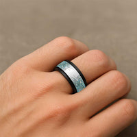 Aotearoa Maori Koru Curves Spinner Ring Mossy Paua Shell