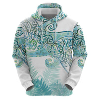 Aotearoa Maori Koru Curves Zip Hoodie Mossy Paua Shell