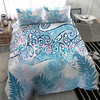 Aotearoa Maori Koru Curves Bedding Set Aqua Paua Shell