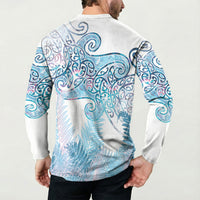 Aotearoa Maori Koru Curves Button Sweatshirt Aqua Paua Shell