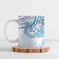 Aotearoa Maori Koru Curves Ceramic Mug Aqua Paua Shell