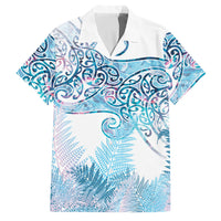 Aotearoa Maori Koru Curves Family Matching Puletasi and Hawaiian Shirt Aqua Paua Shell LT7 Dad's Shirt - Short Sleeve Blue - Polynesian Pride