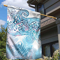 Aotearoa Maori Koru Curves Garden Flag Aqua Paua Shell