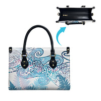 Aotearoa Maori Koru Curves Leather Bag Aqua Paua Shell