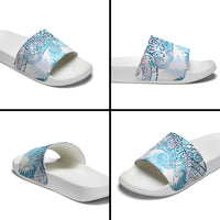 Aotearoa Maori Koru Curves Slide Sandals Aqua Paua Shell