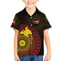 Papua New Guinea Independence Personalized Family Matching Off Shoulder Maxi Dress and Hawaiian Shirt Tapa Circle LT7 Son's Shirt Black - Polynesian Pride