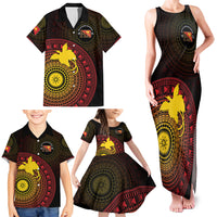 Papua New Guinea Independence Personalized Family Matching Tank Maxi Dress and Hawaiian Shirt Tapa Circle LT7 - Polynesian Pride