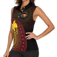 Papua New Guinea Independence Personalized Women Sleeveless Polo Shirt Tapa Circle