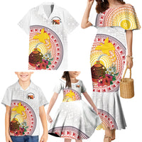 Hapi De Bilong Indipendens Papua New Guinea Family Matching Mermaid Dress and Hawaiian Shirt PNG Lime Pot LT7 - Polynesian Pride