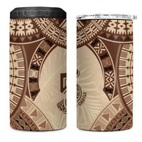 Bula Fiji Day 55th Anniversary Masi Tapa 4 in 1 Can Cooler Tumbler Emerald Jubilee - Beige LT7 One Size: 16 oz Beige - Polynesian Pride