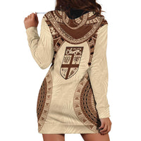 Bula Fiji Day 55th Anniversary Masi Tapa Hoodie Dress Emerald Jubilee - Beige LT7 - Polynesian Pride