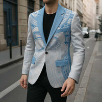 Bula Fiji Day 55th Anniversary Masi Tapa Blazer Emerald Jubilee - Turquoise - Polynesian Pride