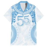 Bula Fiji Day 55th Anniversary Masi Tapa Family Matching Short Sleeve Bodycon Dress and Hawaiian Shirt Emerald Jubilee - Turquoise LT7 Dad's Shirt - Short Sleeve Turquoise - Polynesian Pride