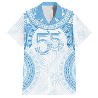 Bula Fiji Day 55th Anniversary Masi Tapa Family Matching Tank Maxi Dress and Hawaiian Shirt Emerald Jubilee - Turquoise LT7 Dad's Shirt - Short Sleeve Turquoise - Polynesian Pride