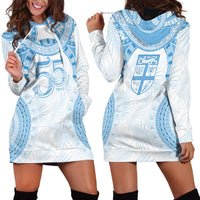 Bula Fiji Day 55th Anniversary Masi Tapa Hoodie Dress Emerald Jubilee - Turquoise LT7 - Polynesian Pride