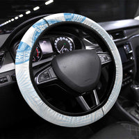 Bula Fiji Day 55th Anniversary Masi Tapa Steering Wheel Cover Emerald Jubilee - Turquoise - Polynesian Pride