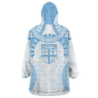 Bula Fiji Day 55th Anniversary Masi Tapa Wearable Blanket Hoodie Emerald Jubilee - Turquoise LT7 - Polynesian Pride