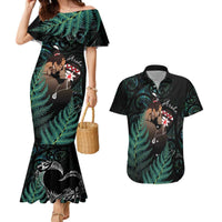 Maori Hongi Valentine Couples Matching Mermaid Dress and Hawaiian Shirt Aroha Ahau Ki A Koe LT7 Emerald - Polynesian Pride