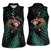 Maori Hongi Valentine Women Sleeveless Polo Shirt Aroha Ahau Ki A Koe LT7 - Polynesian Pride