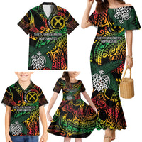 Vanuatu Indipendens Dei Family Matching Mermaid Dress and Hawaiian Shirt Mix Traditional Sand Drawing LT7 - Polynesian Pride