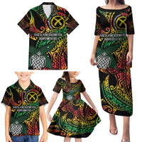 Vanuatu Indipendens Dei Family Matching Puletasi and Hawaiian Shirt Mix Traditional Sand Drawing LT7 - Polynesian Pride