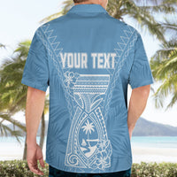 Personalised Guam Hawaiian Shirt Chamoro Latte Stone Mix Tropical - Blue LT7 - Polynesian Pride