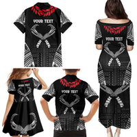 Personalized Talofa Samoa Family Matching Puletasi and Hawaiian Shirt Ulafala With Toa Nifo'oti - Black