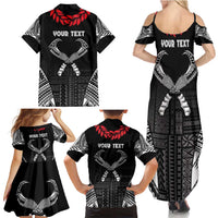 Personalized Talofa Samoa Family Matching Summer Maxi Dress and Hawaiian Shirt Ulafala With Toa Nifo'oti - Black LT7 - Polynesian Pride