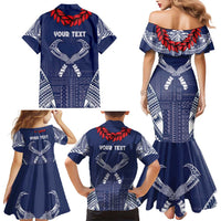 Personalized Talofa Samoa Family Matching Mermaid Dress and Hawaiian Shirt Ulafala With Toa Nifo'oti - Blue LT7 - Polynesian Pride