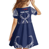 Personalized Talofa Samoa Family Matching Off The Shoulder Long Sleeve Dress and Hawaiian Shirt Ulafala With Toa Nifo'oti - Blue LT7 - Polynesian Pride