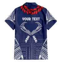 Personalized Talofa Samoa Family Matching Off Shoulder Maxi Dress and Hawaiian Shirt Ulafala With Toa Nifo'oti - Blue LT7 - Polynesian Pride