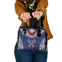 Personalized Talofa Samoa Shoulder Handbag Ulafala With Toa Nifo'oti - Blue