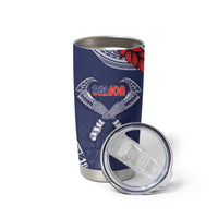 Personalized Talofa Samoa Tumbler Cup Ulafala With Toa Nifo'oti - Blue