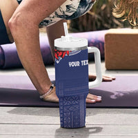 Personalized Talofa Samoa Tumbler With Handle Ulafala With Toa Nifo'oti - Blue