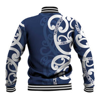 New Zealand Maori Mo Bros Baseball Jacket Blue Ribbon With Koru Kowhaiwhai LT7 - Polynesian Pride