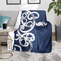 New Zealand Maori Mo Bros Blanket Blue Ribbon With Koru Kowhaiwhai - Polynesian Pride