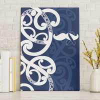 New Zealand Maori Mo Bros Canvas Wall Art Blue Ribbon With Koru Kowhaiwhai LT7 Without Frame Blue - Polynesian Pride