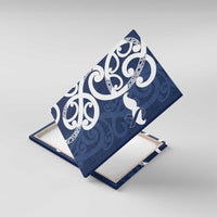 New Zealand Maori Mo Bros Canvas Wall Art Blue Ribbon With Koru Kowhaiwhai LT7 With Frame Blue - Polynesian Pride