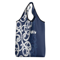 New Zealand Maori Mo Bros Grocery Bag Blue Ribbon With Koru Kowhaiwhai LT7 - Polynesian Pride