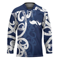 New Zealand Maori Mo Bros Hockey Jersey Blue Ribbon With Koru Kowhaiwhai LT7 Unisex Blue - Polynesian Pride