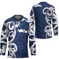 New Zealand Maori Mo Bros Hockey Jersey Blue Ribbon With Koru Kowhaiwhai LT7 - Polynesian Pride