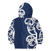 New Zealand Maori Mo Bros Kid Hoodie Blue Ribbon With Koru Kowhaiwhai LT7 - Polynesian Pride