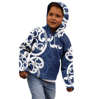 New Zealand Maori Mo Bros Kid Hoodie Blue Ribbon With Koru Kowhaiwhai LT7 - Polynesian Pride