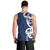 New Zealand Maori Mo Bros Men Tank Top Blue Ribbon With Koru Kowhaiwhai LT7 - Polynesian Pride