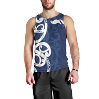 New Zealand Maori Mo Bros Men Tank Top Blue Ribbon With Koru Kowhaiwhai LT7 - Polynesian Pride