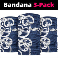 New Zealand Maori Mo Bros Neck Gaiter Blue Ribbon With Koru Kowhaiwhai LT7 package One Size: 25*50cm Blue - Polynesian Pride