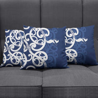 New Zealand Maori Mo Bros Pillow Cover Blue Ribbon With Koru Kowhaiwhai LT7 - Polynesian Pride